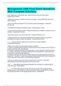 Management 3300 Final Exam Questions With Complete Solutions