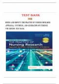 BURNS AND GROVE'S THE PRACTICE OF NURSING RESEARCH APPRAISAL&comma; SYNTHESIS&comma; AND GENERATION OF EVIDENCE 9TH EDITION TEST BANK