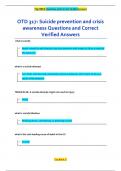 OTD 317&colon; Suicide prevention and crisis  awareness Questions and Correct  Verified Answers