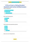 OTD 317 Exam 3&colon; Eating Disorders Questions and Correct Verified Answers