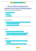 OTD 317 Mental Health Exam 1 Questions and Correct Verified Answers