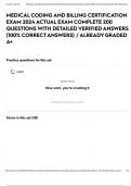 MEDICAL CODING AND BILLING CERTIFICATION EXAM 2024 ACTUAL EXAM COMPLETE 200 QUESTIONS WITH DETAILED VERIFIED ANSWERS &lpar;100&percnt; CORRECT ANSWERS&rpar; &sol; ALREADY GRADED A&plus;