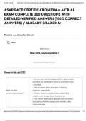 ASAP PACE CERTIFICATION EXAM ACTUAL EXAM COMPLETE 300 QUESTIONS WITH DETAILED VERIFIED ANSWERS &lpar;100&percnt; CORRECT ANSWERS&rpar; &sol; ALREADY GRADED A&plus;