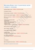 MOTHER BABY TEST 1 QUESTIONS WITH CORRECT ANSWERS