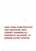 CAIB 2 FINAL EXAM PRACTICE TEST QUESTIONS  WITH CORRECT ANSWERS ALL VERIFIED BY AN EXPERT  A&plus; GRADED &lpar;LATEST UPDATE&rpar;