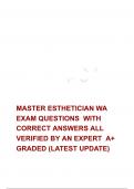 MASTER ESTHETICIAN WA EXAM QUESTIONS  WITH CORRECT ANSWERS ALL VERIFIED BY AN EXPERT  A&plus; GRADED &lpar;LATEST UPDATE&rpar;