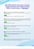 BSN HESI 366 RN Exit Exam V3 &lpar;Latest 2024&sol; 2025 Update&rpar; Questions and Verified Answers&vert;100&percnt; Correct&vert; Grade A- Nightingale