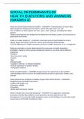 SOCIAL DETERMINANTS OF HEALTH QUESTIONS AND ANSWERS &lpar;GRADED A&rpar;