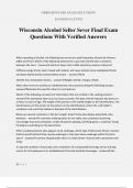 Wisconsin Alcohol Seller Sever Final Exam Questions With Verified Answers