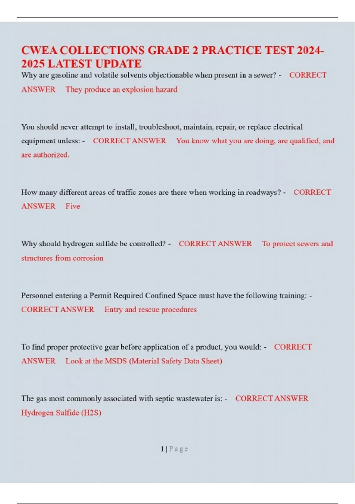 CWEA COLLECTIONS GRADE 2 PRACTICE TEST LATEST UPDATE (VERIFIED) - Cwea ...