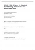 PSYCH 381 - Chapter 4 - Classical Conditioning&colon; Mechanisms well answered to pass