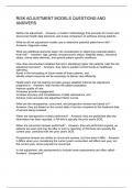 RISK ADJUSTMENT MODELS QUESTIONS AND ANSWERS