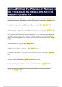 Laws Affecting the Practice of Nursing in the Philippines Questions and Correct Answers Graded A&plus;