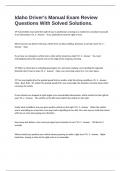 Idaho Driver's Manual Exam Review Questions With Solved Solutions&period;