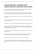IDAHO DRIVERS LICENSE EXAM QUESTIONS WITH SOLVED SOLUTIONS&period;