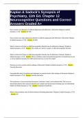 Kaplan and Sadock Questions and Correct Answers Graded A  Bundle Compilation
