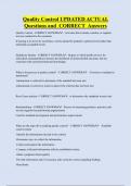 Quality Control UPDATED ACTUAL  Questions and CORRECT Answers