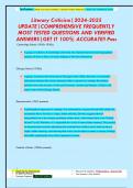Literary Criticism&vert;2024-2025  UPDATE&vert;COMPREHENSIVE FREQUENTLY  MOST TESTED QUESTIONS AND VERIFIED  ANSWERS&vert;GET IT 100&percnt; ACCURATE&excl;&excl; Pass