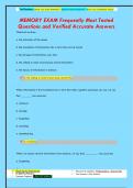 MEMORY EXAM Frequently Most Tested  Questions and Verified Accurate Answers