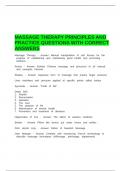 MASSAGE THERAPY PRINCIPLES AND PRACTICE QUESTIONS WITH CORRECT ANSWERS
