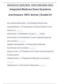 Integrated Medicine Exam Questions and Answers 100&percnt; Solved &vert; Graded A&plus;