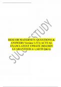 HESI OB MATERNITY QUESTIONS & ANSWERS Version 1 &lpar;V1&rpar; ACTUAL EXAM LATEST UPDATE 2024&sol;2025 GUARANTEED A&plus; &lpar;All 55 Q&A&rpar; 