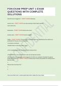 FON EXAM PREP UNIT 1 EXAM QUESTIONS WITH COMPLETE SOLUTIONS