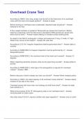 Overhead Crane Test Questions and Answers Fully Solved 100&percnt;