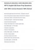MTTC English 002 Exam Prep Questions with 100&percnt; Correct Answers 100&percnt; Solved