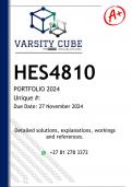 HES4810 PORTFOLIO &lpar;DETAILED ANSWERS&rpar; Semester 2 2024 - DISTINCTION GUARANTEED