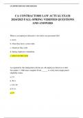 CA CONTRACTORS LAW ACTUAL EXAM 2024&sol;2025 FALL-SPRING VERIFIED QUESTIONS AND ANSWERS