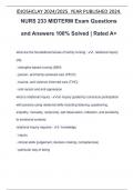 NURS 233 EXAM PACKAGE DEAL QUESTIONS AND VERIFIED RATIONALIZED ANSWERS 100&percnt; GUARANTEED PASS &vert; LATEST UPDATE &vert; VERIFIED AND APPROVED &vert; GRADED A&plus;