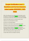 Google Certification Level 1 &vert; Questions and Correct Answers &vert; Latest update 2024&sol;2025 &vert; 100&percnt; PASS