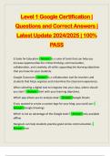 Level 1 Google Certification &vert; Questions and Correct Answers &vert; Latest Update 2024&sol;2025 &vert; 100&percnt; PASS