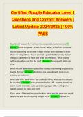 Certified Google Educator Level 1 Questions and Correct Answers &vert; Latest Update 2024&sol;2025 &vert; 100&percnt; PASS