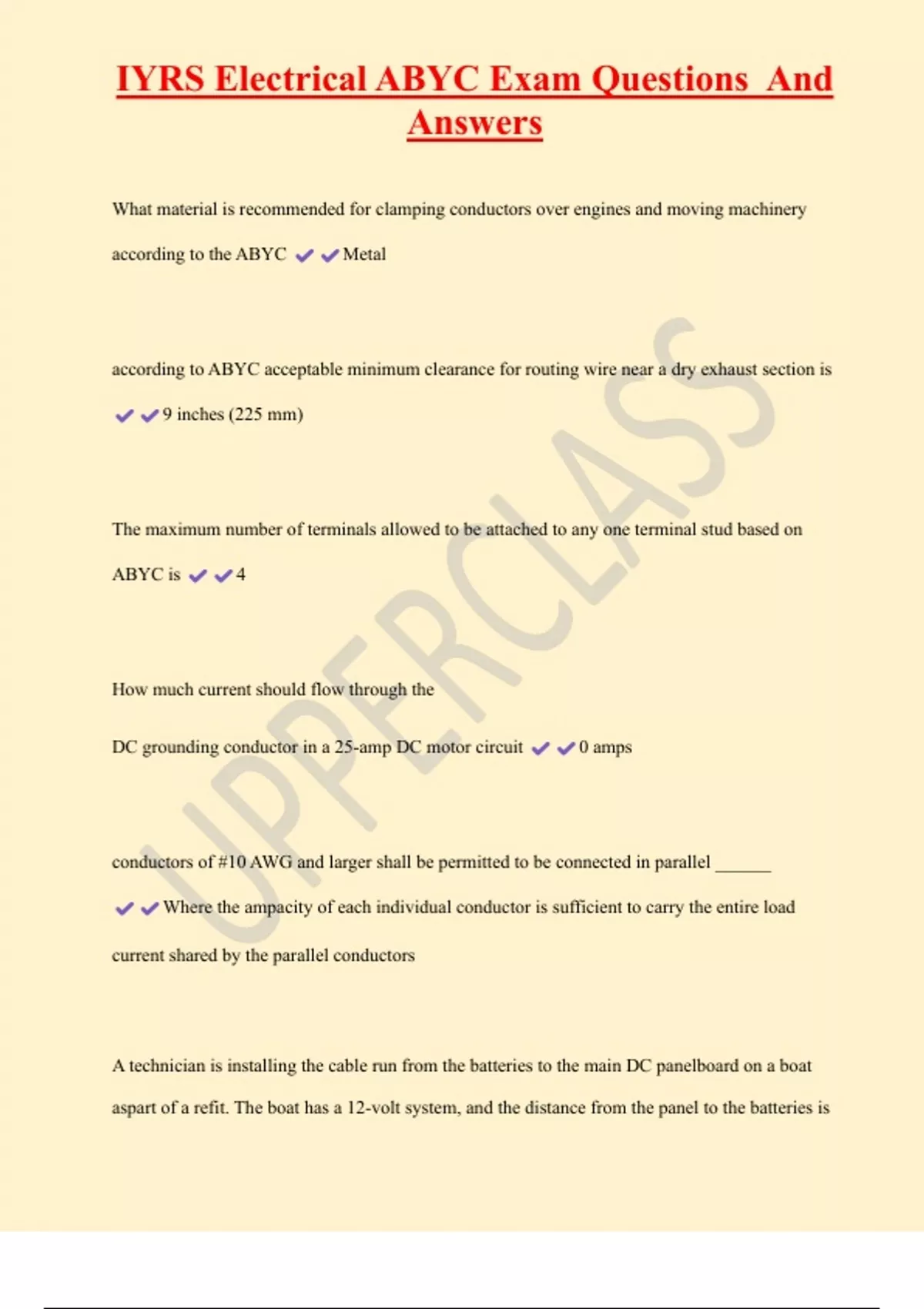 IYRS Electrical ABYC Exam Questions And Answers - ABYC - Stuvia US