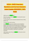 HCCA - CHPC Overview &vert; Questions and Correct Answers &vert; Latest Update 2024&sol;2025 &vert; 100&percnt; PASS
