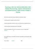 Final Exam&colon; NSG 124&sol; NSG124 &lpar;NEW 2024&sol; 2025 Update&rpar; Pharmacology &vert; Review with Questions and Verified Answers&vert; 100&percnt; Correct&vert; Graded A- Herzing