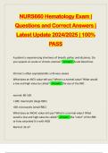 NURS660 Hematology Exam &vert; Questions and Correct Answers &vert; Latest Update 2024&sol;2025 &vert; 100&percnt; PASS