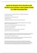 Aquatic & Mosquito Exam Questions with  Verified Correct Answers Latest Update Graded  A&plus;&sol; 100&percnt; Guaranteed Pass
