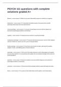 PSYCH 111 questions with complete solutions graded A&plus;