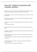 Psyc 102 - Chapter 12 questions with complete solutions