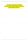   Test Bank For Business Statistics Communicating With Numbers 4th Edition Jaggia Updated 2024&sol;25&period; 