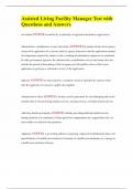 Assisted Living Facility Manager Test with Questions and Answers