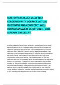 MASTERY EXAM&comma;CAR SALES TEST COLORADO WITH CORRECT  ACTUAL QUESTIONS AND CORRECTLY  WELL DEFINED ANSWERS LATEST 2024 &ndash; 2025  ALREADY GRADED A&plus;     