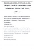SATA EXAM PACKAGE DEAL QUESTIONS AND VERIFIED RATIONALIZED ANSWERS 100&percnt; GUARANTEED PASS &vert; LATEST UPDATE &vert; VERIFIED AND APPROVED &vert; GRADED A 