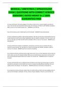 MEDICAL &sol; OBSTETRICS &sol; GYNAECOLOGY  EXAM &lpar; QUESTIONS WITH CORRECT VERIFIED  ANSWERS &rpar; RATED HIGHLY A&plus; &sol; 100&percnt;  GUARANTEED PASS