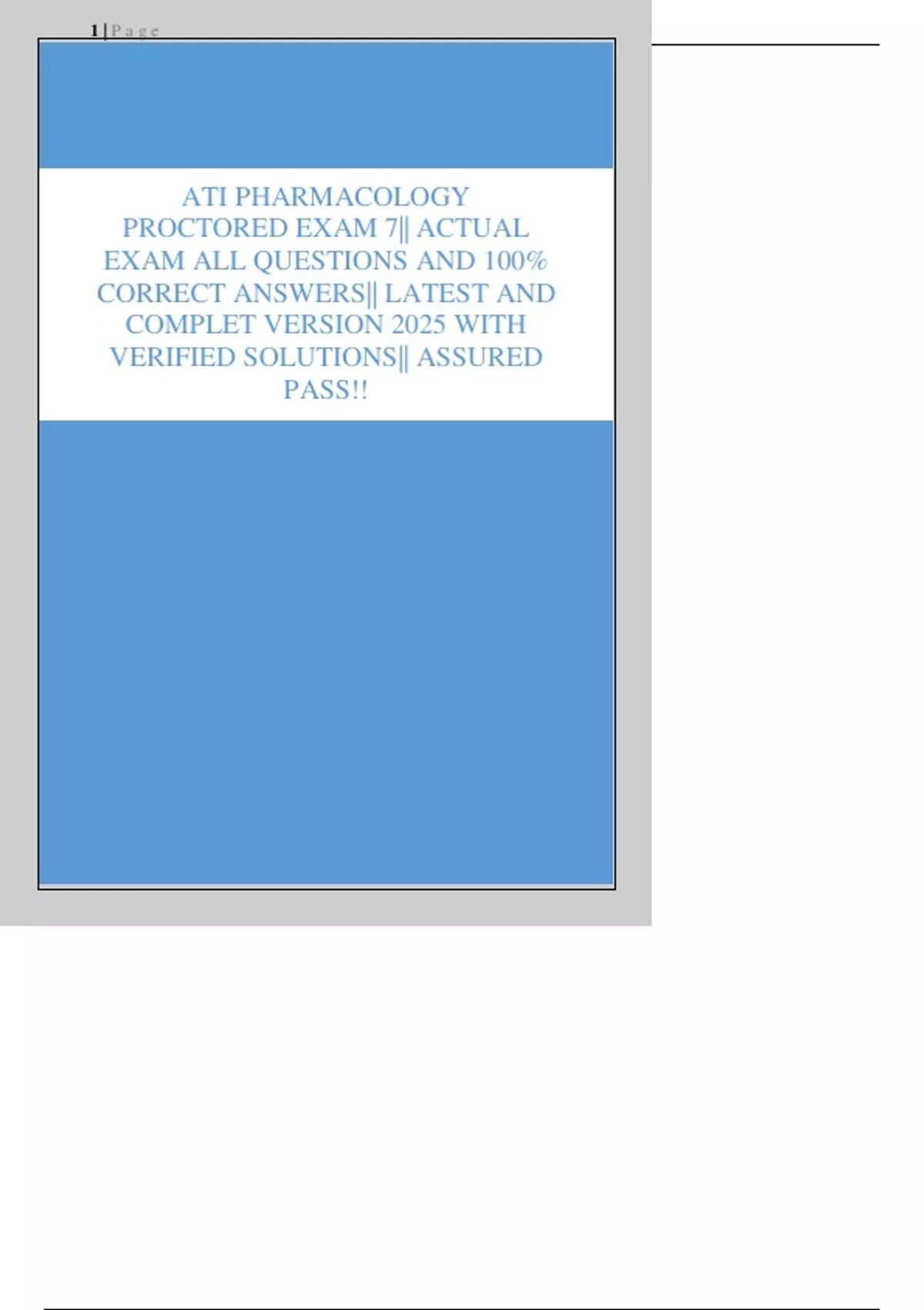 ATI PHARMACOLOGY PROCTORED EXAM 7|| ACTUAL EXAM ALL QUESTIONS AND 100% ...