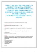 TCEQ CLASS D WATER LICENSE EXAM 2024-2025 WITH ACTUAL CORRECT  QUESTIONS AND VERIFIED DETAILED  ANSWERS &vert;FREQUENTLY TESTED  QUESTIONS AND SOLUTIONS &vert;ALREADY  GRADED A&plus;&vert;BRAND  NEW&excl;&excl;&vert;GUARANTEED PASS &vert;LATEST  UPDATE