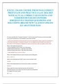 EXCEL CRASH COURSE FROM WALLSTREET  PREP EXAM AND PRACTICE EXAM 2024-2025  WITH ACTUAL CORRECT QUESTIONS AND  VERIFIED DETAILED ANSWERS  &vert;FREQUENTLY TESTED QUESTIONS AND  SOLUTIONS &vert;BRAND NEW&excl;&excl; &vert;LATEST UPDATE  &vert;GUARANTEED PASS